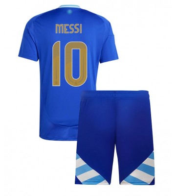 Argentina Lionel Messi #10 Borta Kläder Barn Copa America 2024 Kortärmad (+ Korta byxor)